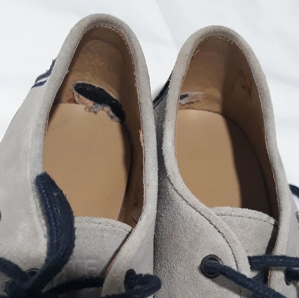 Lacoste Sevrin Suede Leather Lace Up Gray & Blue Size 7 Sneakers Shoes
